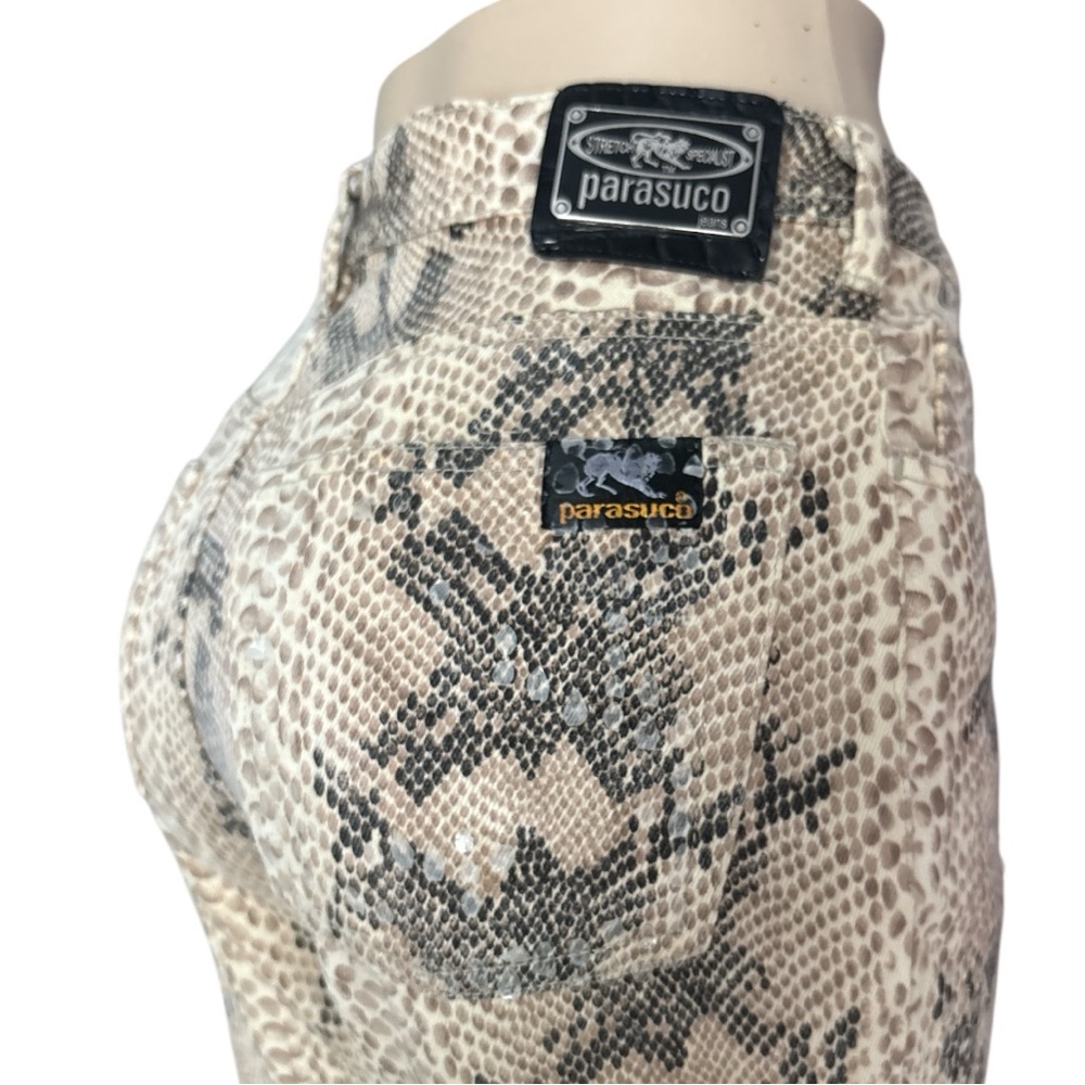 Parasuco Beige and Black Snake Print Trousers imitation leather Size 27 - Picture 16 of 16